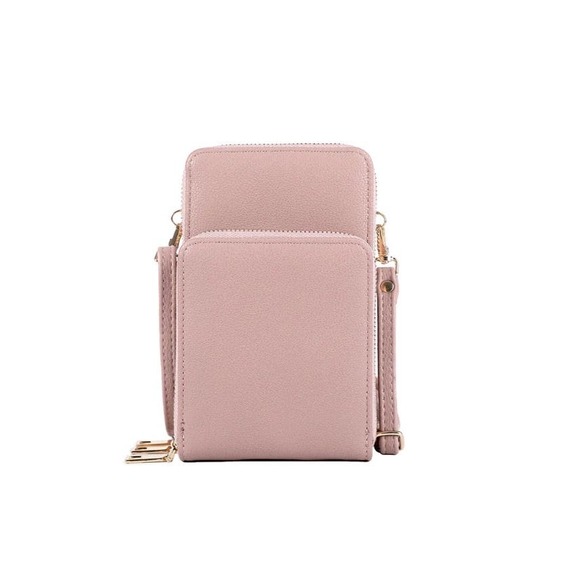 Malibu Skye- Vegan Leather Crossbody Bag Triple Compartment Storage- Mauve/Pink - Picture 1 of 5